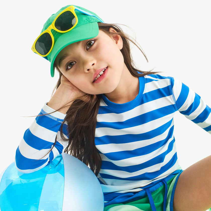 Kids long sleeve rash guard in stripe