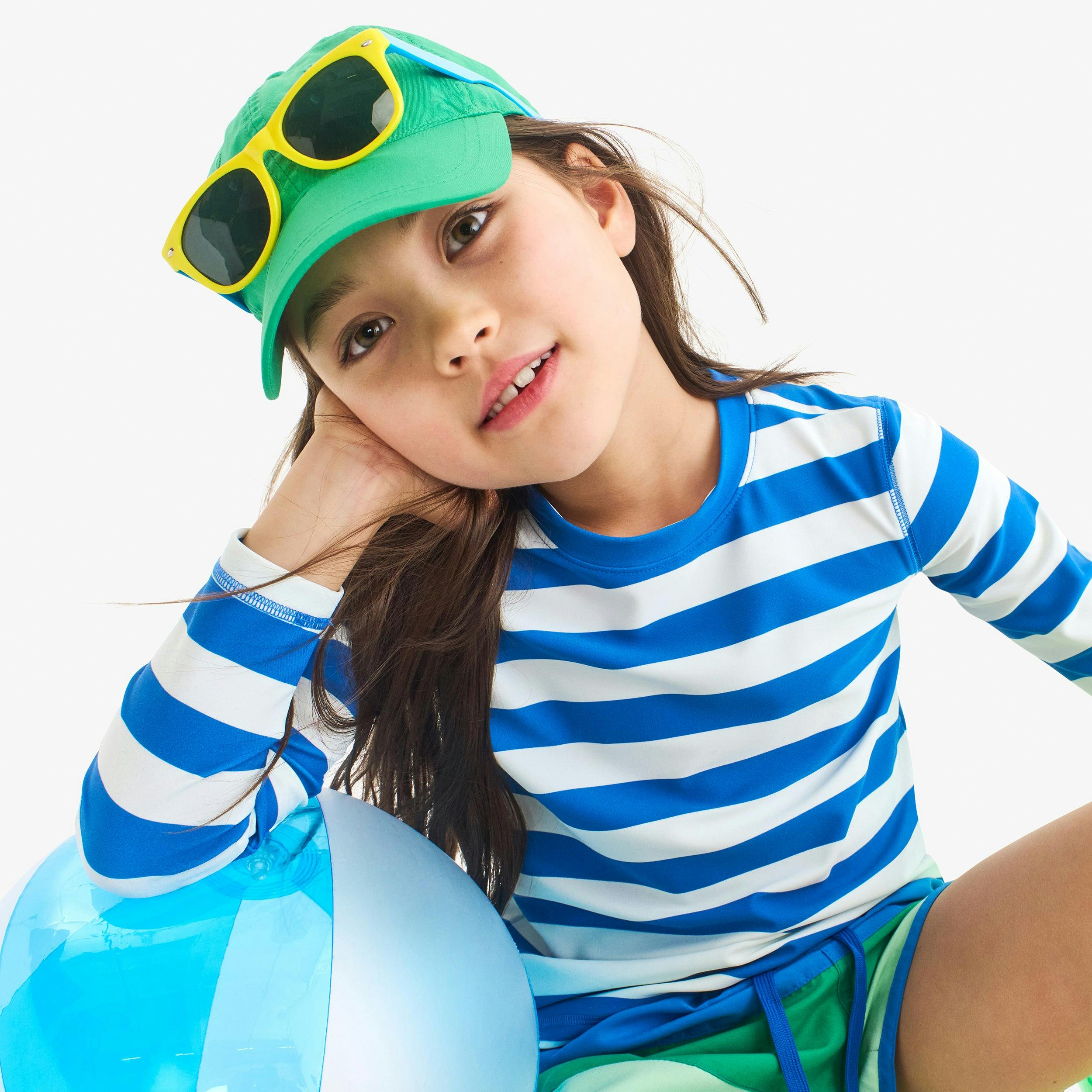 Kids long sleeve rash guard in stripe