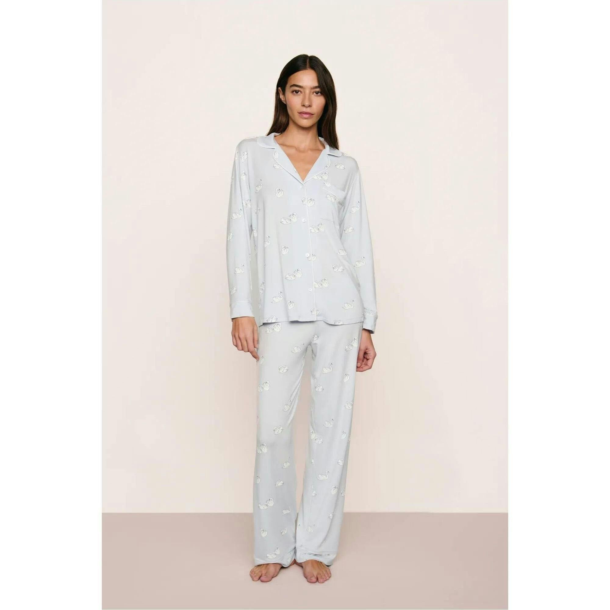Gisele Printed TENCEL™ Modal Long PJ Set, Blue