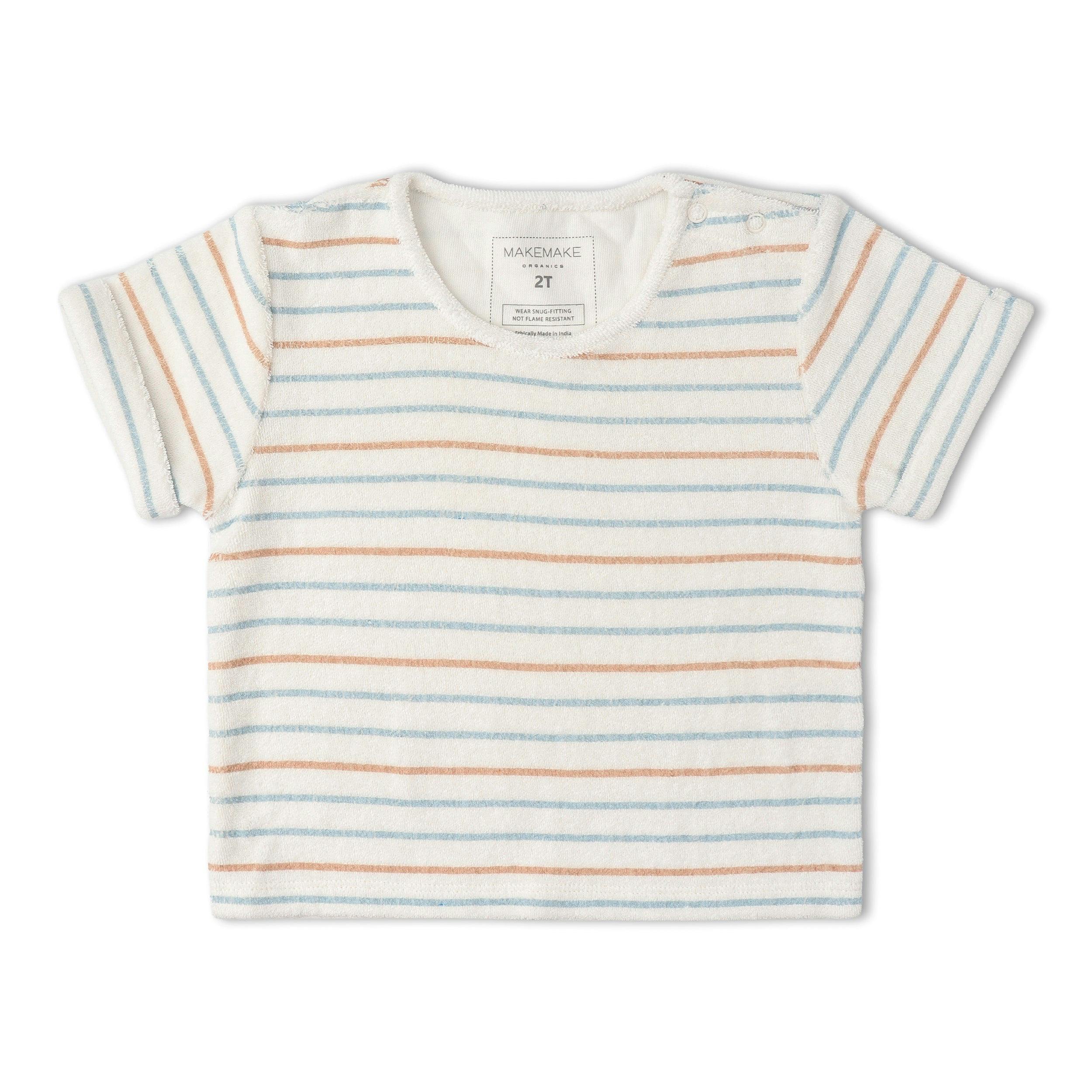 Organic Terry Tee & Shorts Set - Cabana Stripes