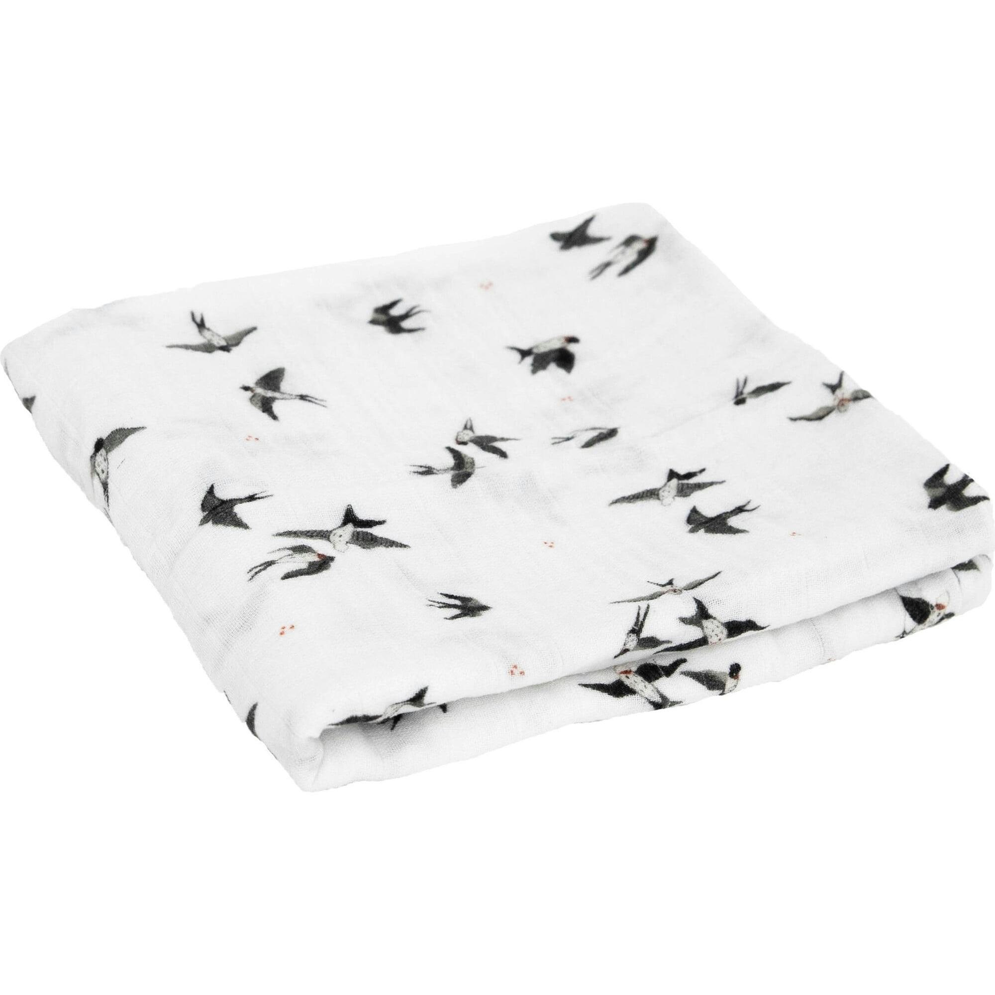 Organic Cotton Muslin Swaddle Blanket - Swallows
