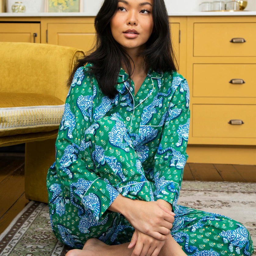Tiger Queen - Long PJ Set - Jade