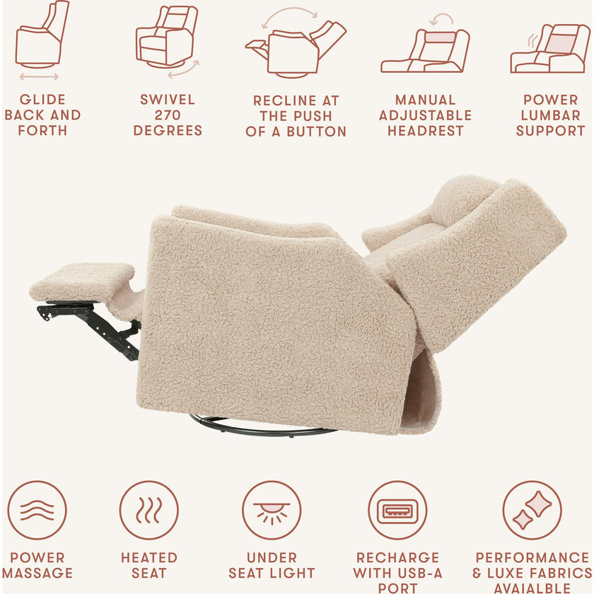 Kiwi Deluxe Power Recliner and Swivel Glider with Heat and Massage