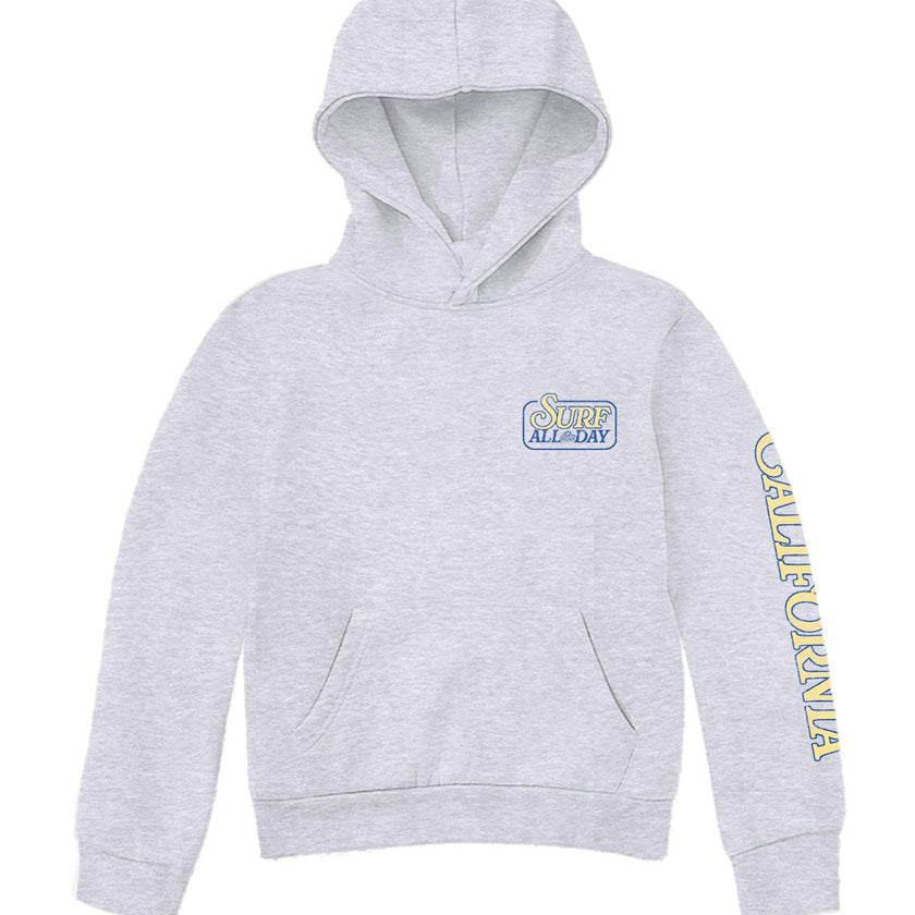 Kids Surf All Day Hoodie-H.Grey-Unisex