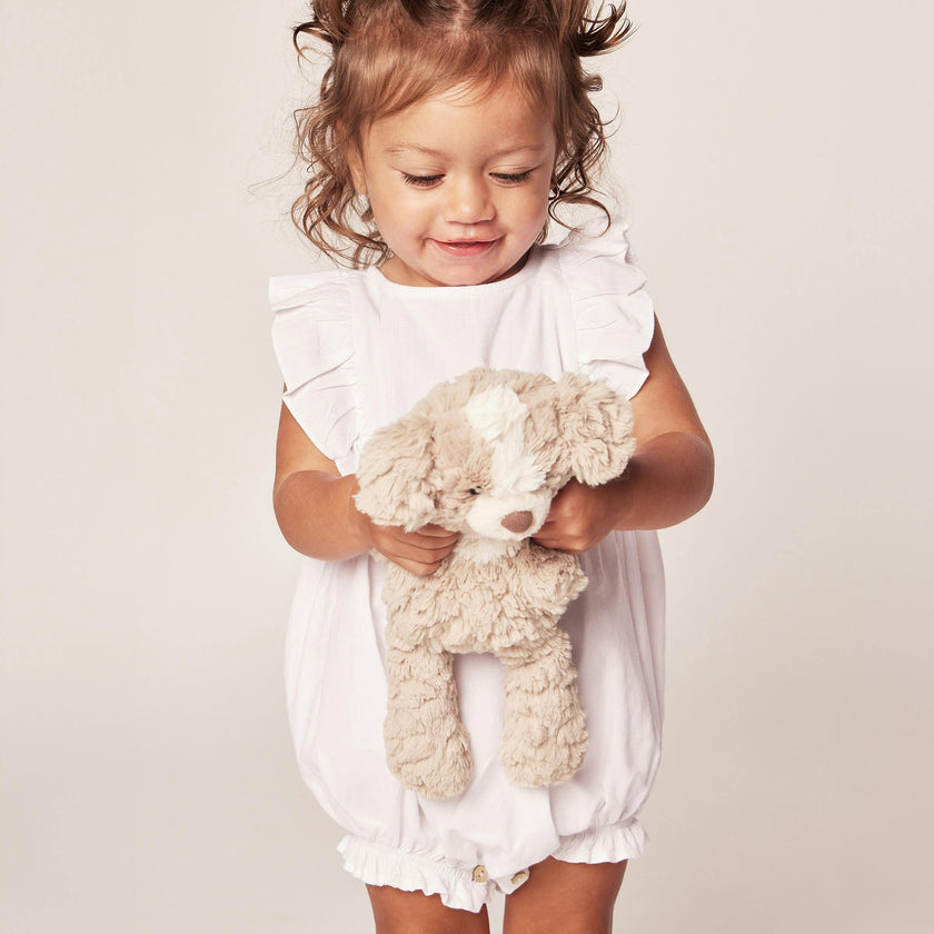 Baby's Twill Ruffled Romper in White