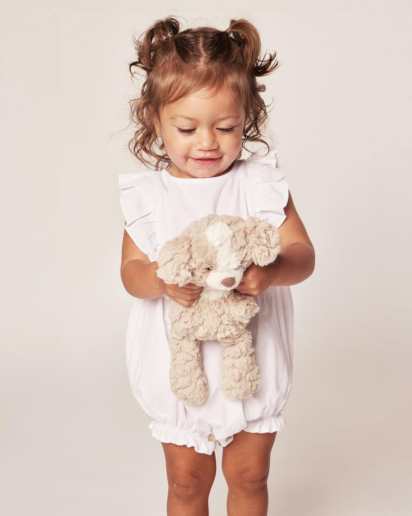 Baby's Twill Ruffled Romper in White