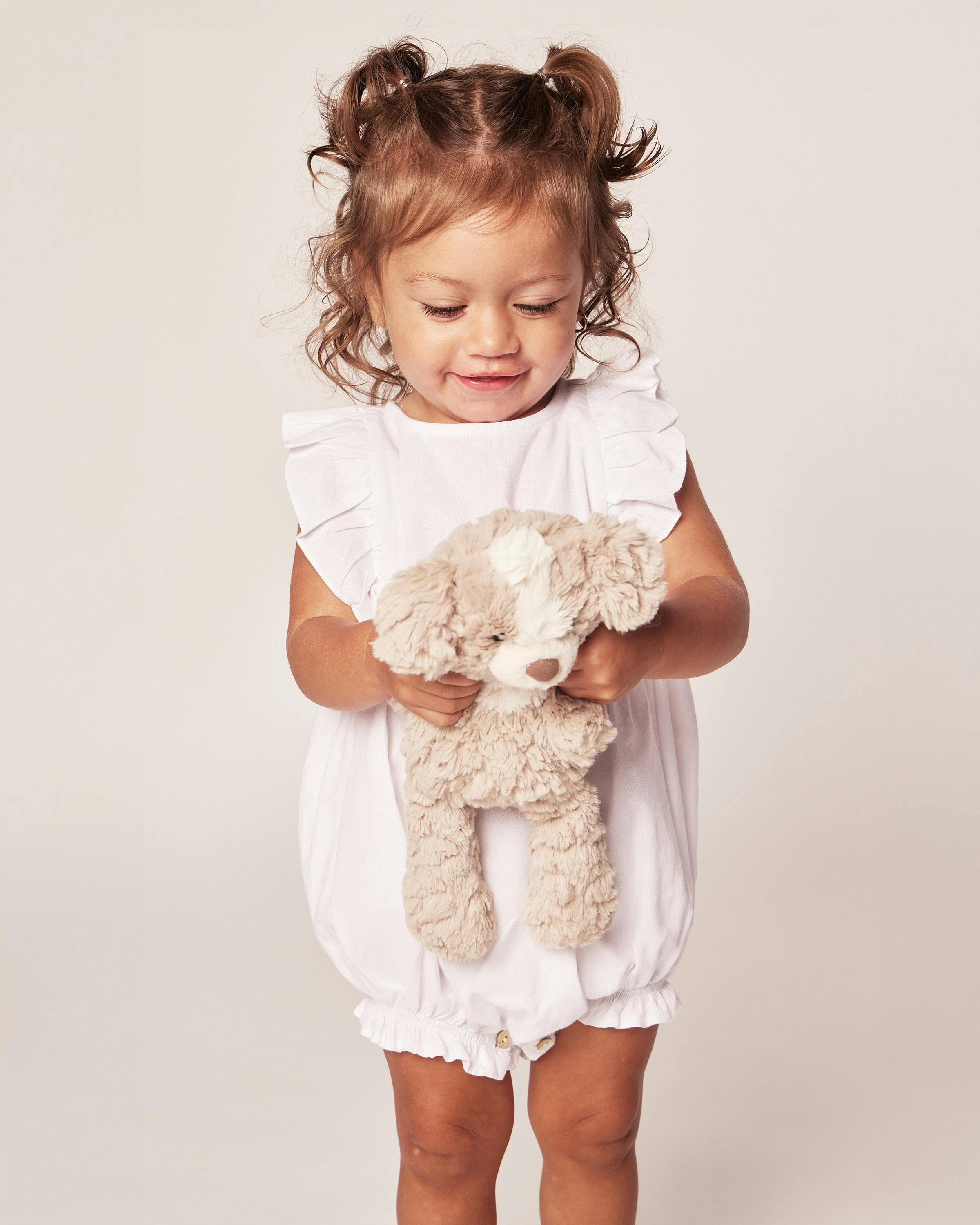 Baby's Twill Ruffled Romper in White