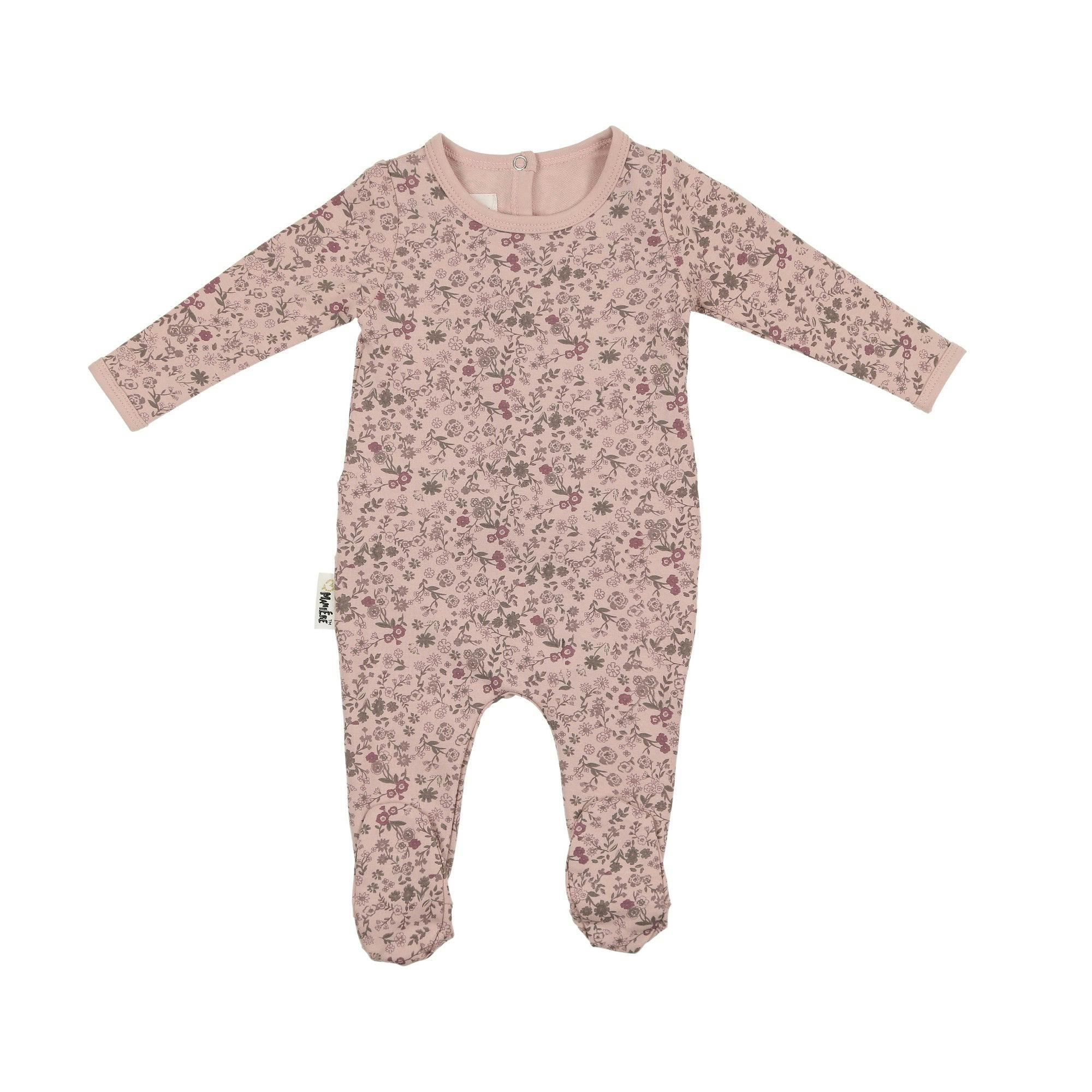 Elegant Floral Footie and Beanie Set