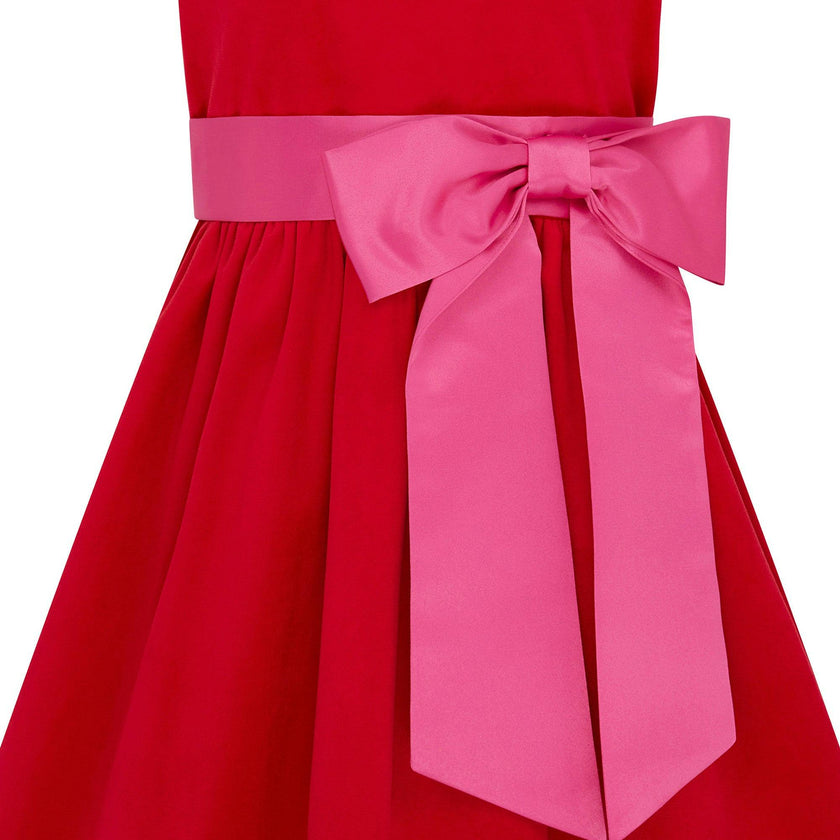 Rosie Velvet & Satin Bow Girls Party Dress