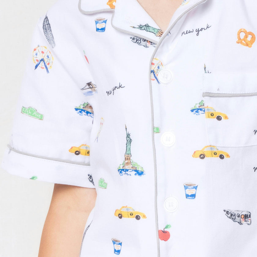 Kid's Twill Pajama Short Set in New York! New York!