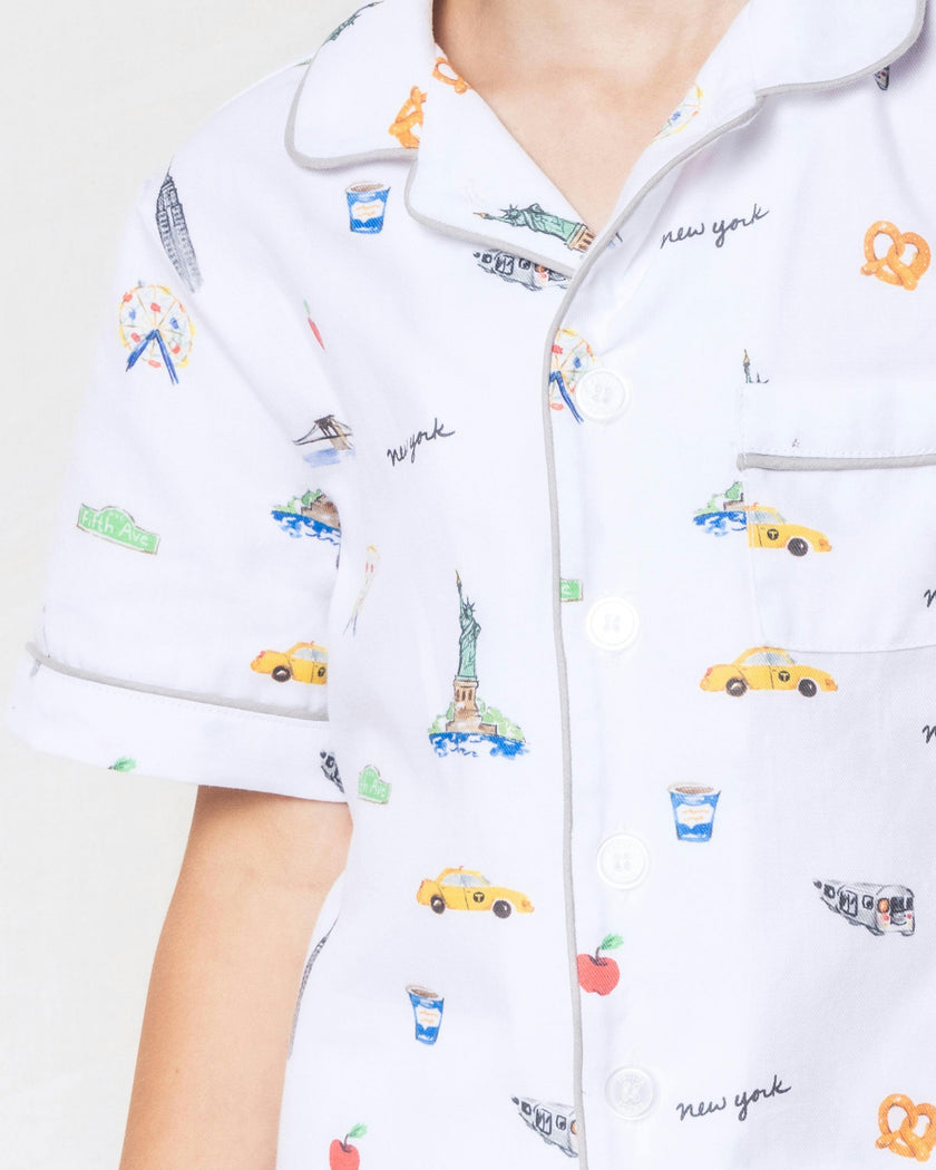 Kid's Twill Pajama Short Set in New York! New York!