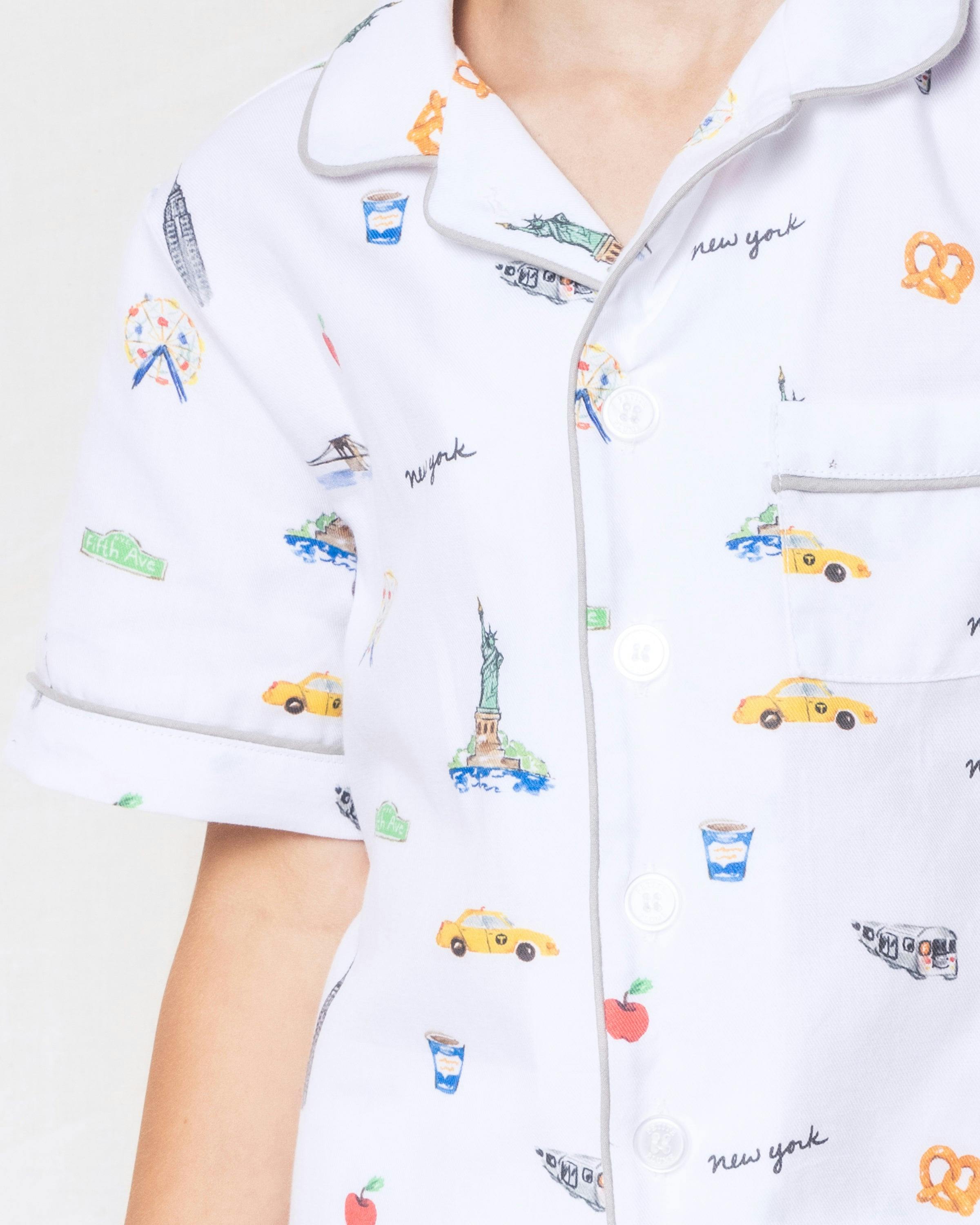 Kid's Twill Pajama Short Set in New York! New York!