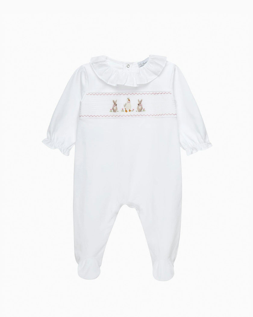 Baby Smocked Onesie in Duck & Bunny