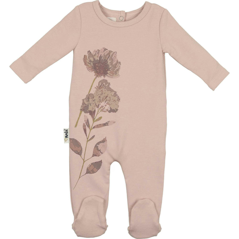 Watercolor Floral Round Neck Long Sleeve Footie