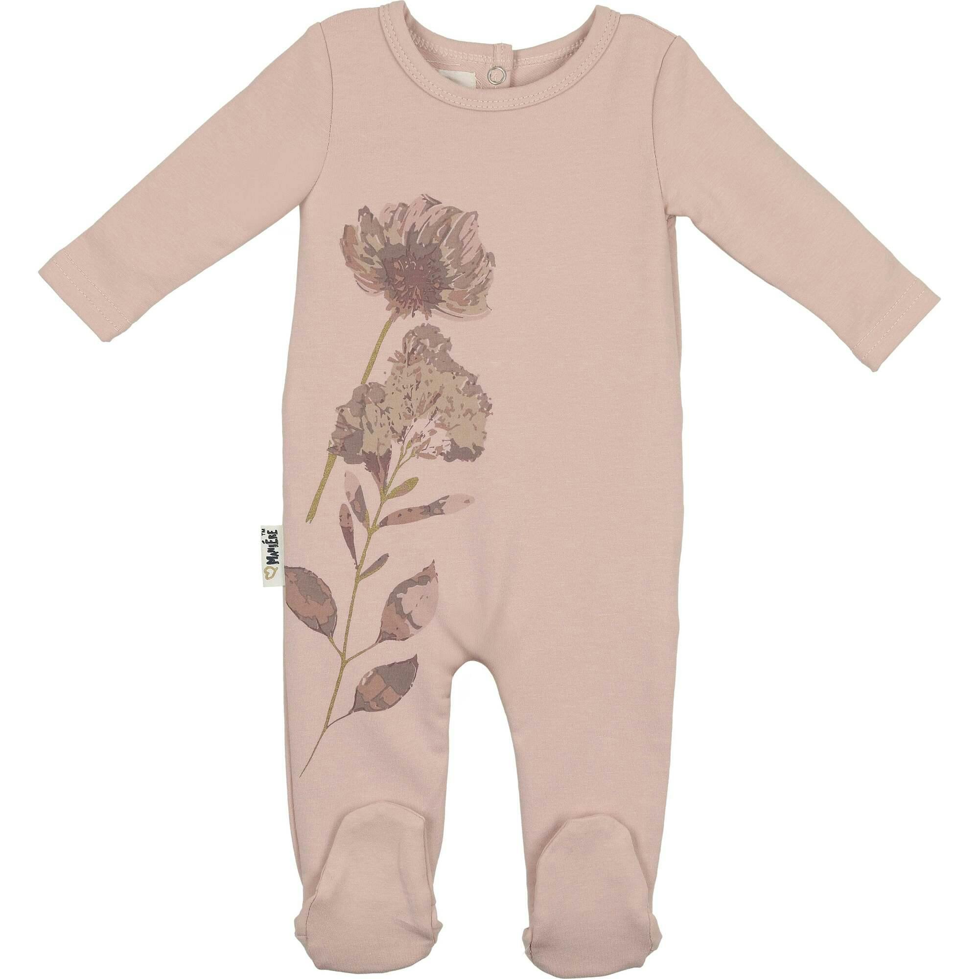 Watercolor Floral Round Neck Long Sleeve Footie