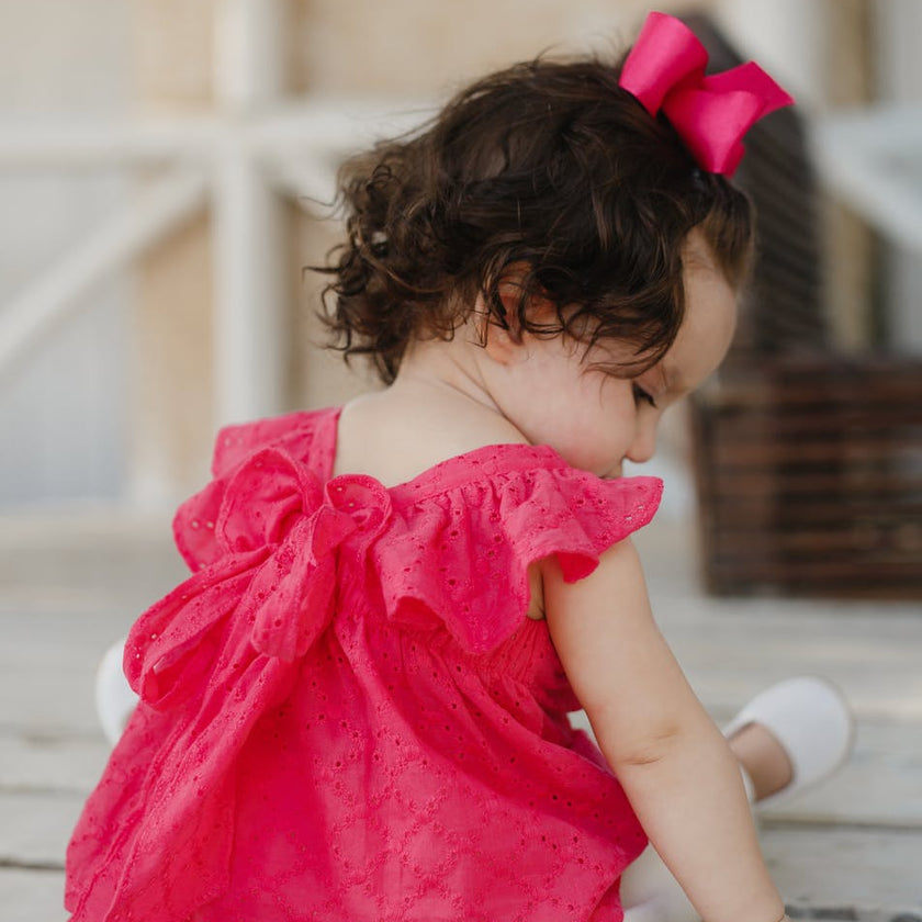 Fuchsia Eyelet Short Set