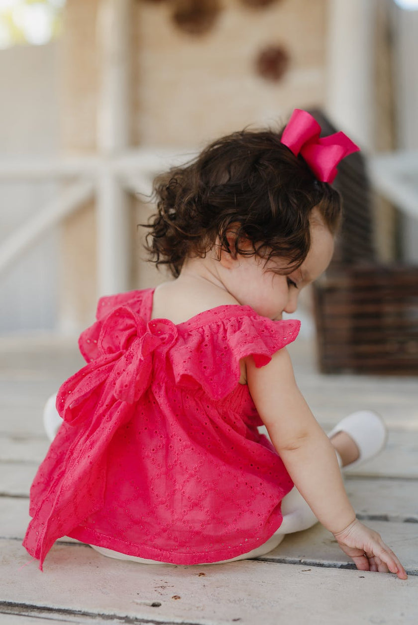 Fuchsia Eyelet Short Set