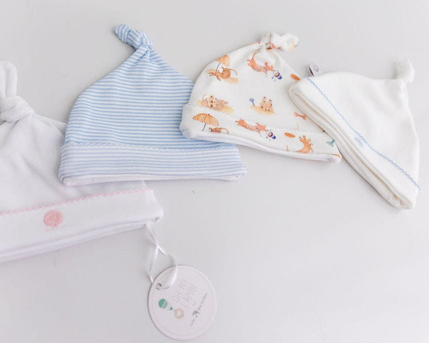 Blue Stripes Pima Cotton Newborn Hat