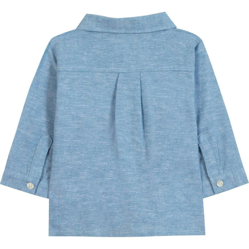 TARTINE ET CHOCOLAT Melange Linen Baby Overshirt - Nuage