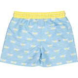Dragonfly Classic Swim Shorts. Blue And Yellow, Yellow