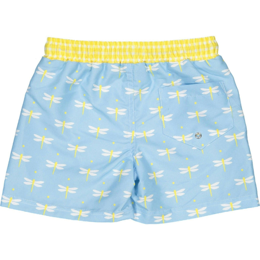 Dragonfly Classic Swim Shorts. Blue And Yellow, Yellow