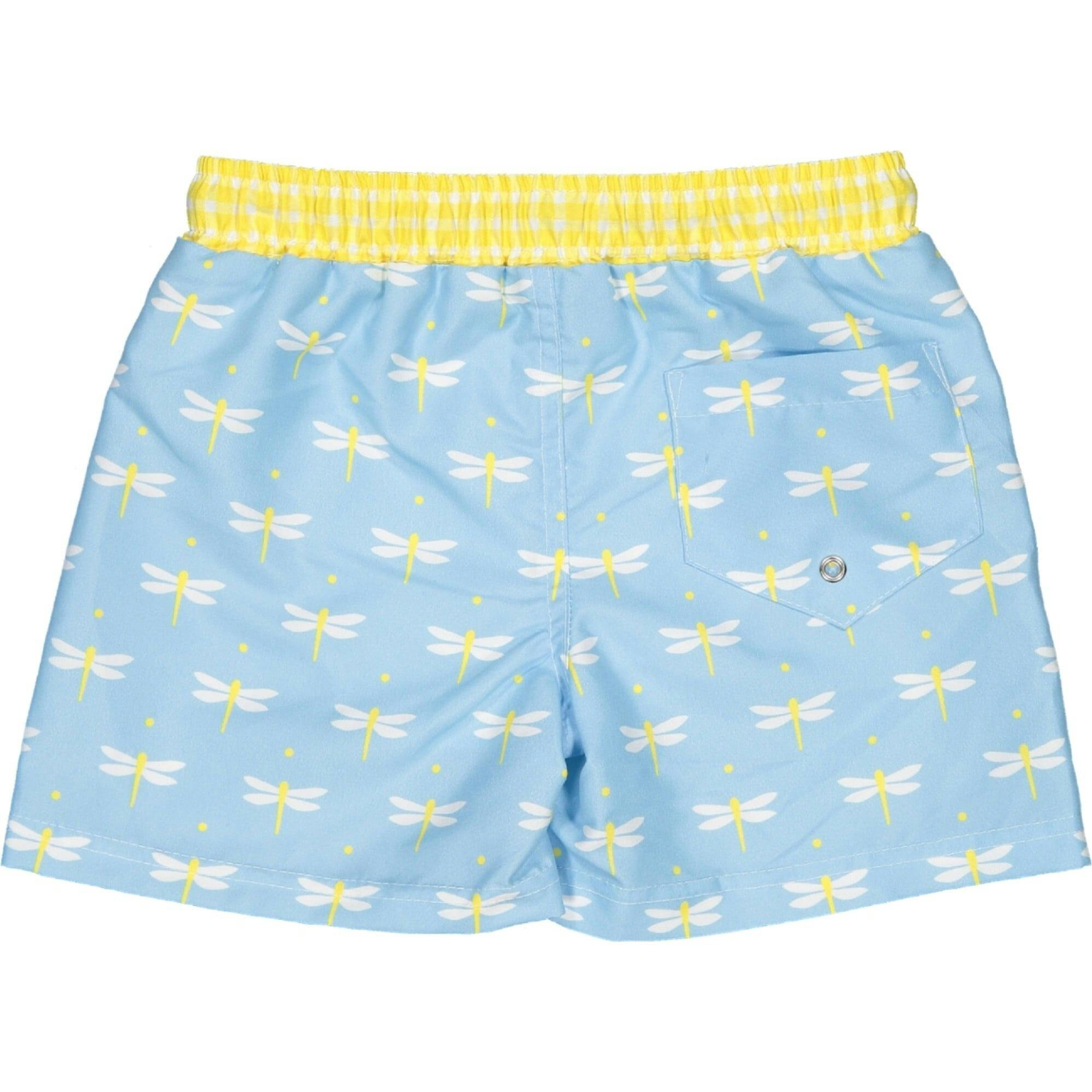 Dragonfly Classic Swim Shorts. Blue And Yellow, Yellow