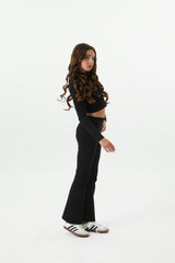 Lucy Black Long Sleeve Crop Top