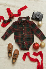 Baby Boys John Shirt in Evergreen Plaid