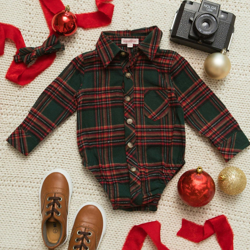 Baby Boys John Shirt in Evergreen Plaid