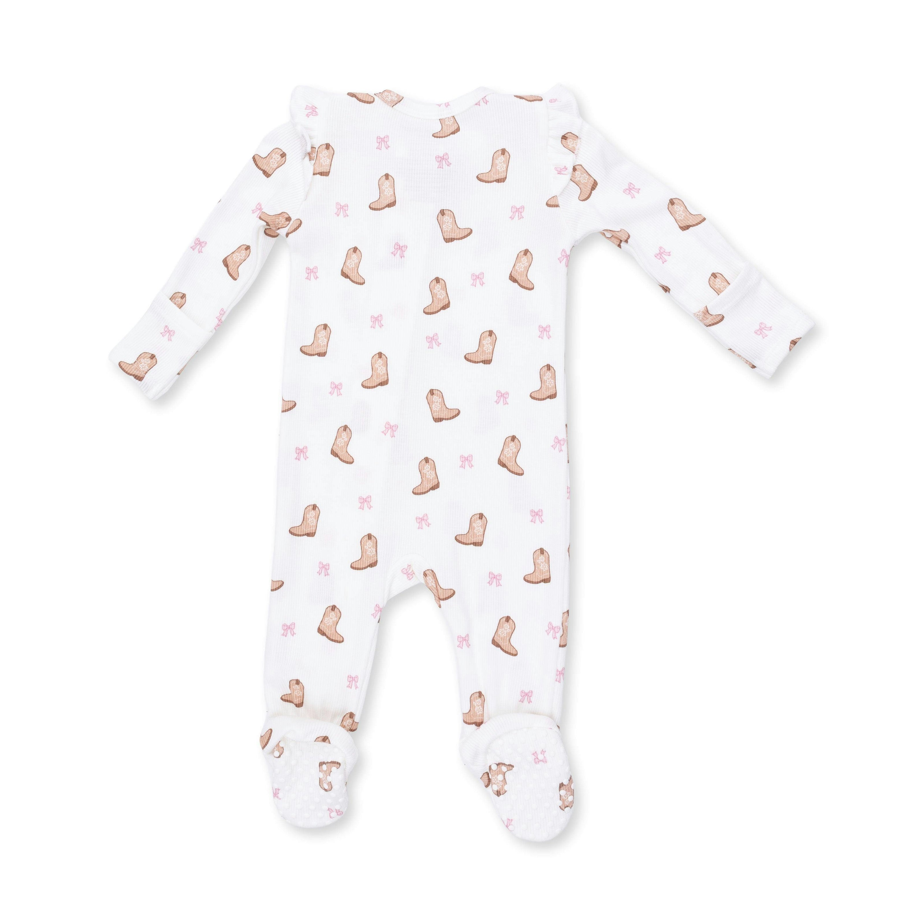 Mini Cowgirl Boots - 2 Way Ruffle Sleeve Zipper Footie