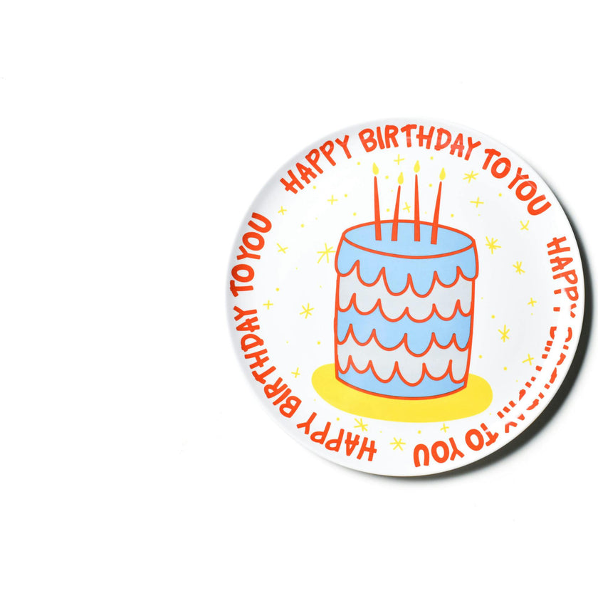 Blue Happy Birthday Cake Melamine Dinner Plate