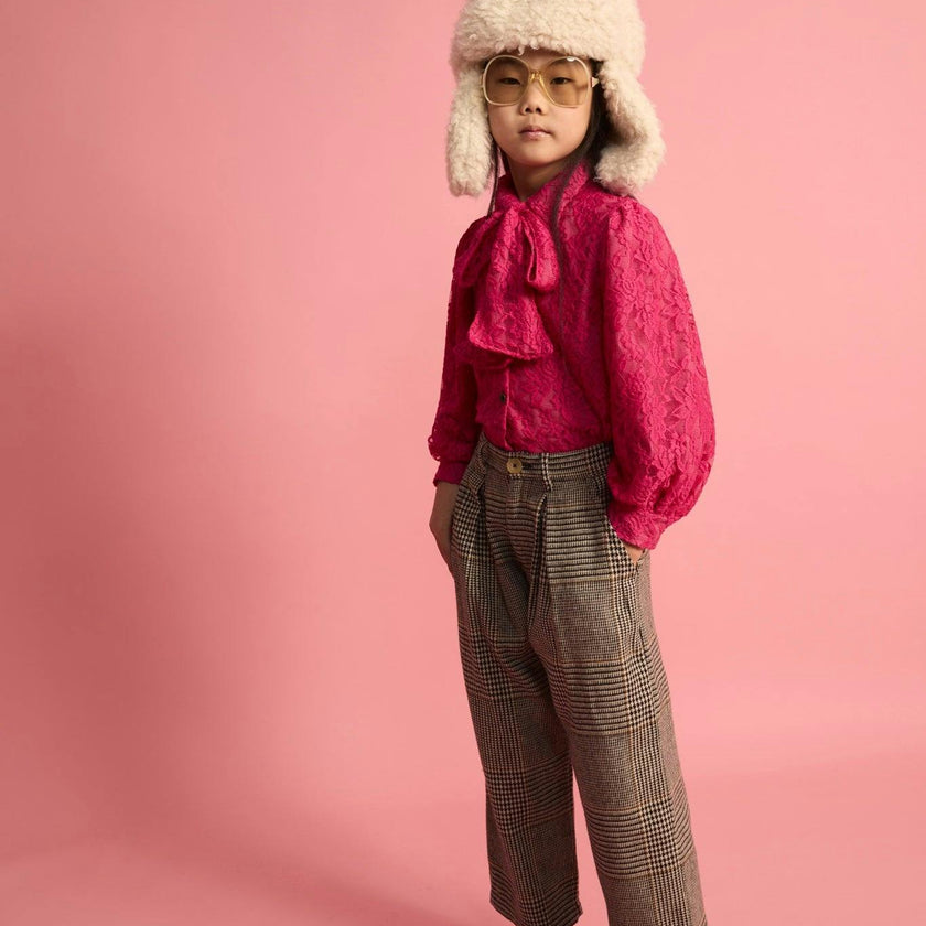 Lace Bow Blouse Fuchsia