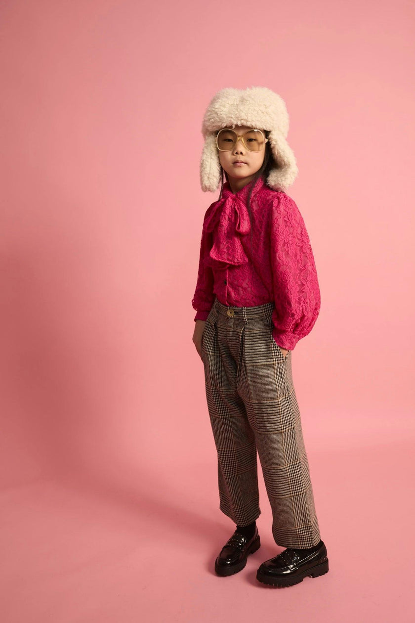 Lace Bow Blouse Fuchsia