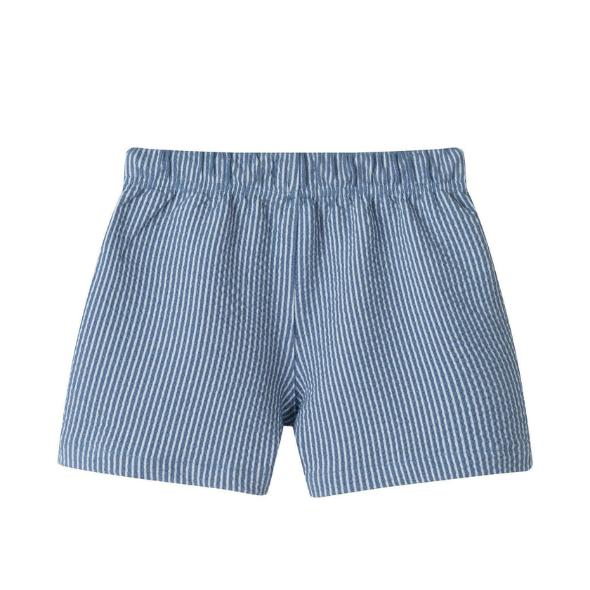 Boys Stretch Seersucker Shorts | Navy Stripe