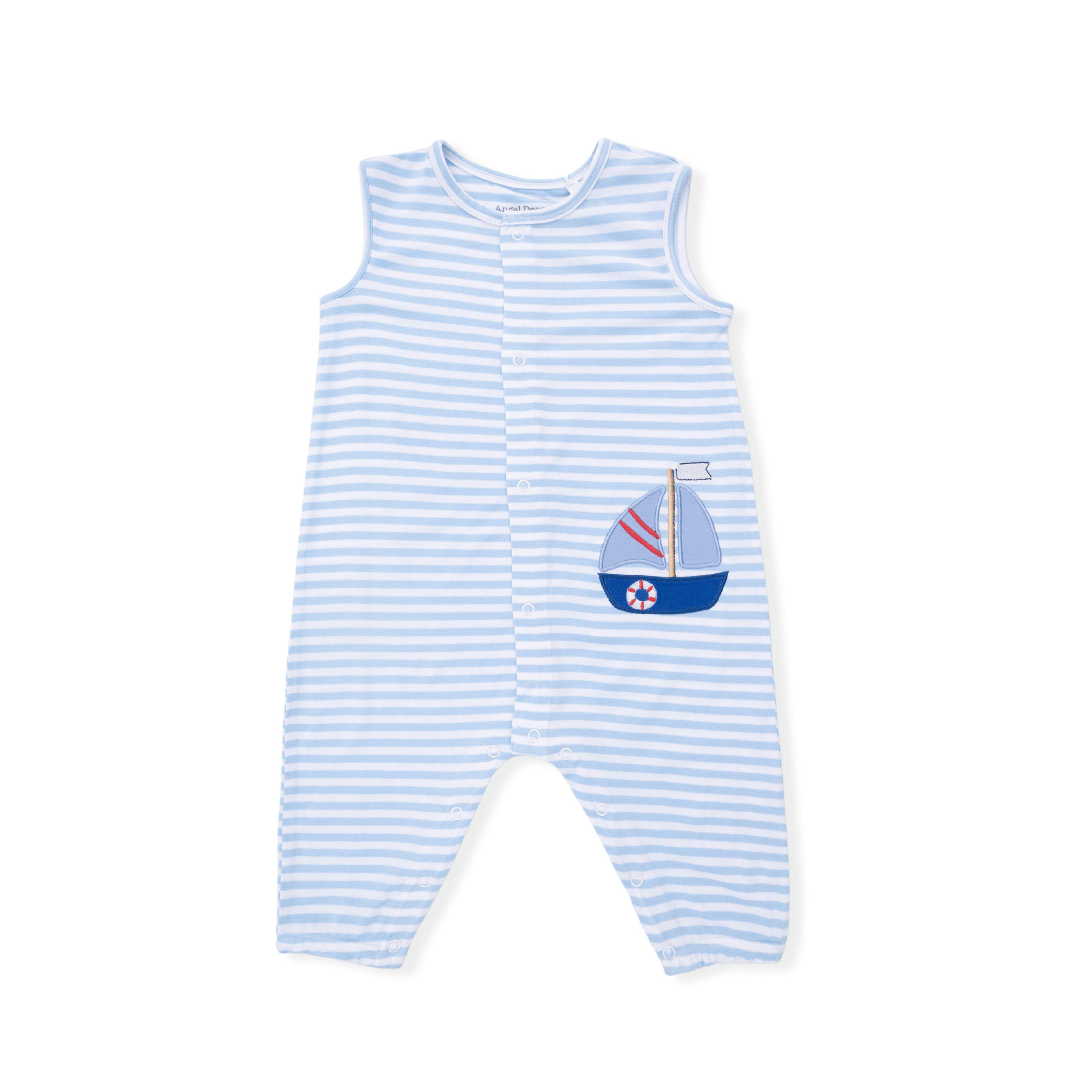 Bubbly Sailboat Stripe - Sleeveless Romper