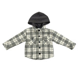 Kids Hooded Shacket in Granite Plaid