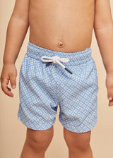 Sky Blue Geo Boys' Swim Shorts