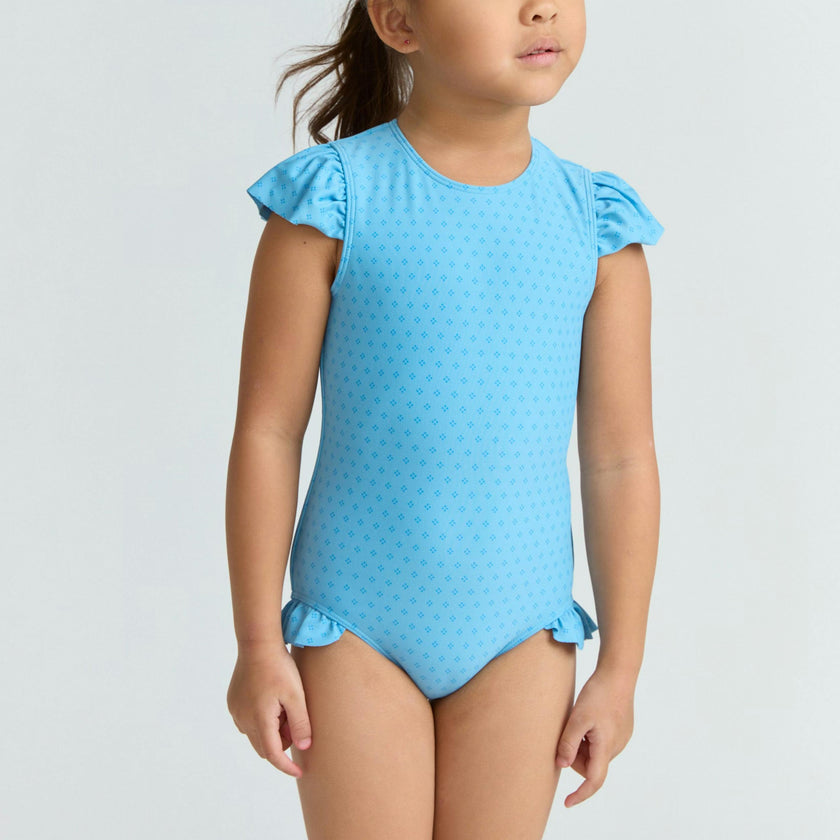 girls le marin dot ruffle cap sleeve one piece