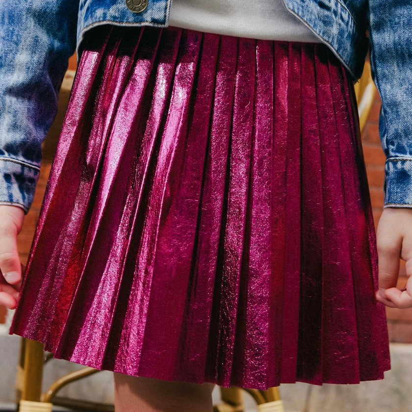 Foil Metallic Pleated Skirt