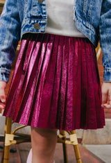 Foil Metallic Pleated Skirt