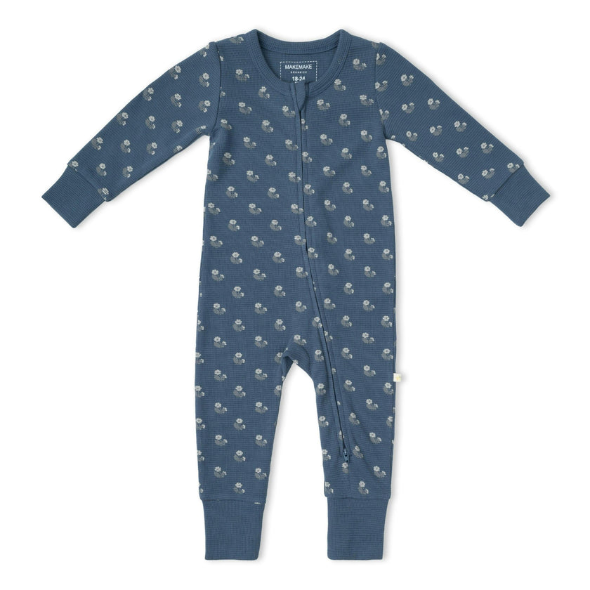 Organic 2-Way Zip Romper - Indigo Blossom