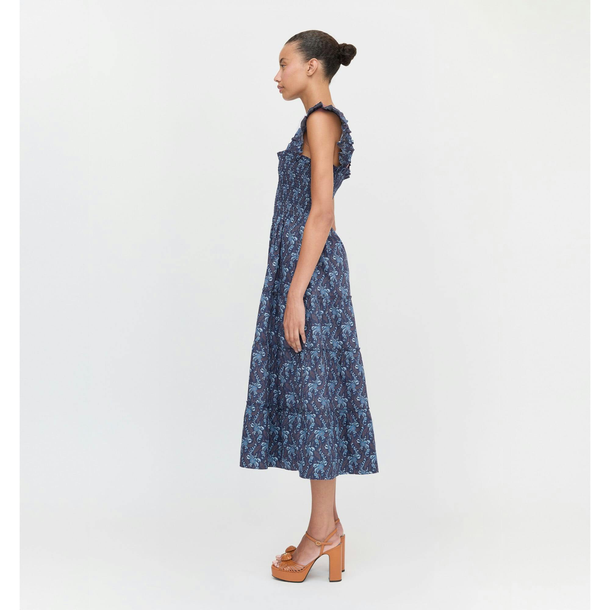 The Ellie Nap Dress - Navy Cala Paisley