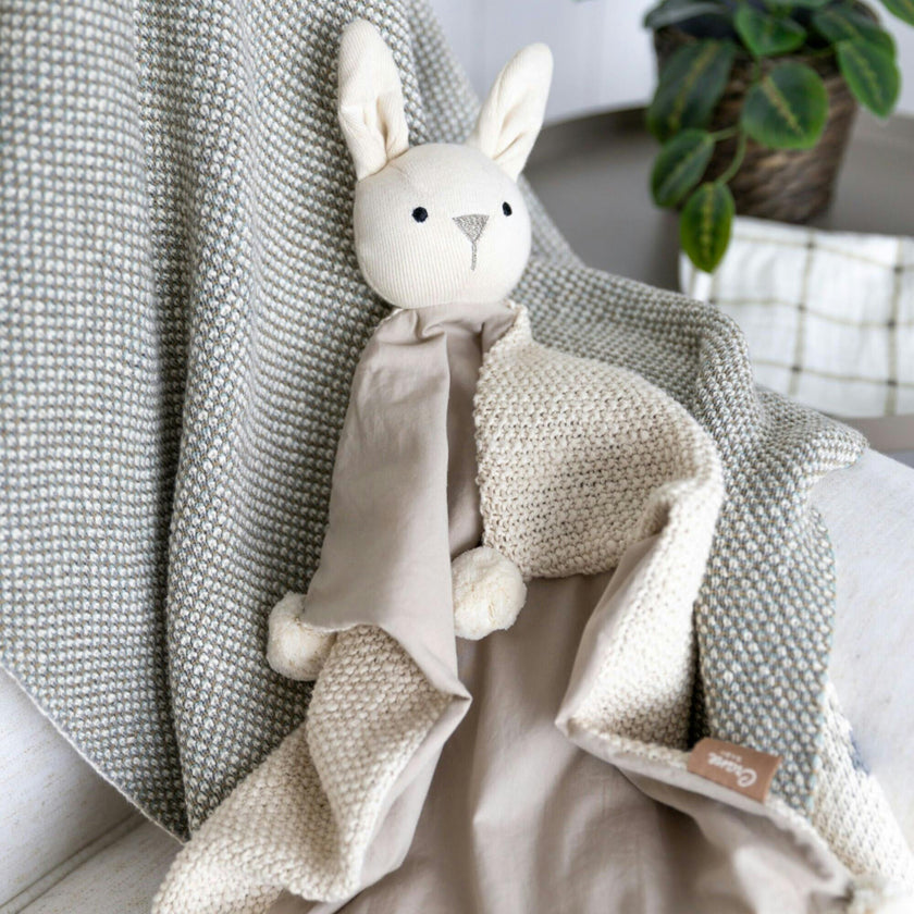 Avery Organic Cotton Baby Lovey Blanket (Ollie The Bunny)