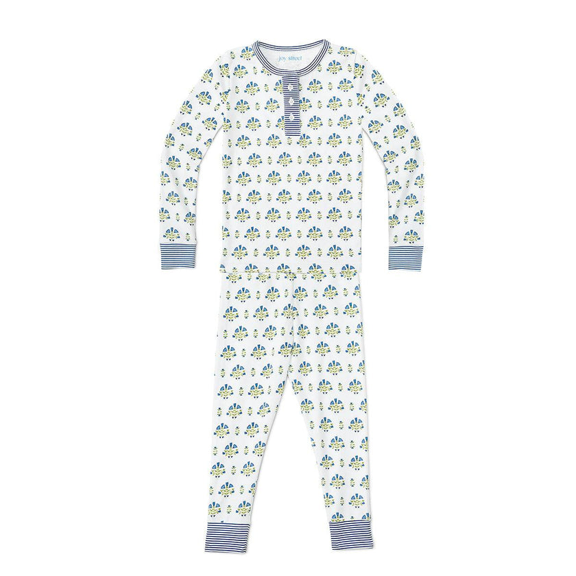 Posy Floral Block Print Two Piece Kids Henley Pajamas