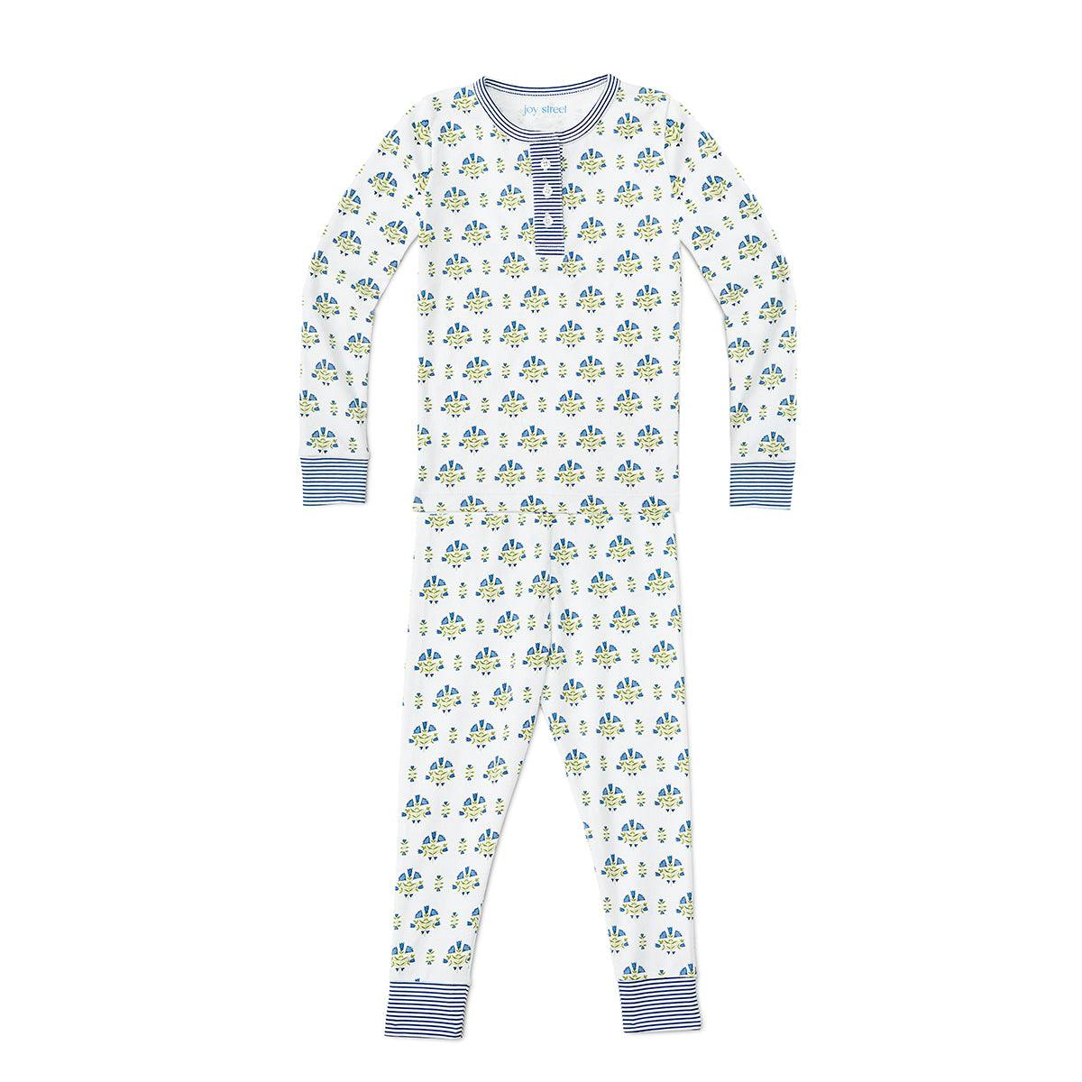 Posy Floral Block Print Two Piece Kids Henley Pajamas
