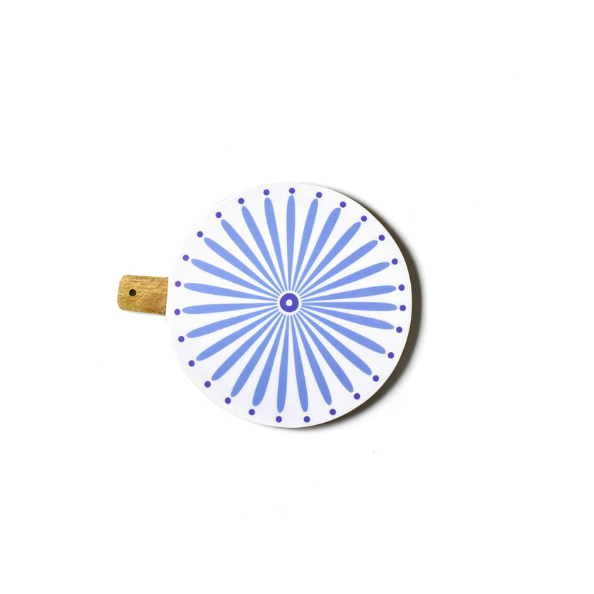 Iris Blue Burst Wood Medium Round Board