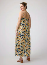 Floral Poplin Sleeveless Maternity Maxi Dress