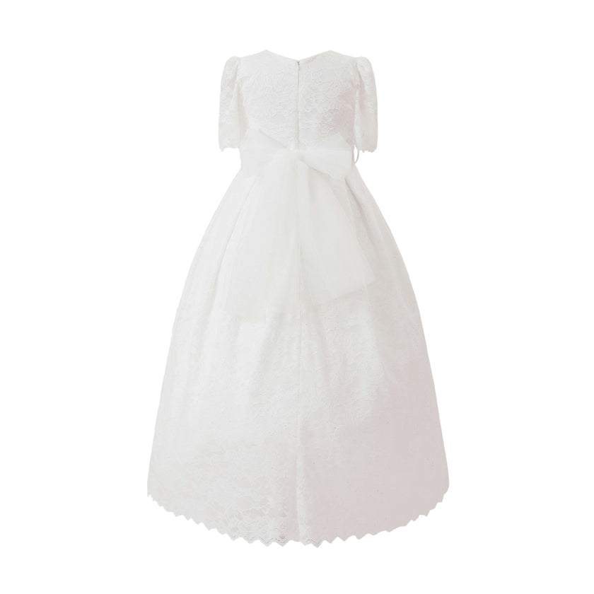 White Belciana Short Sleeve Lace Dress