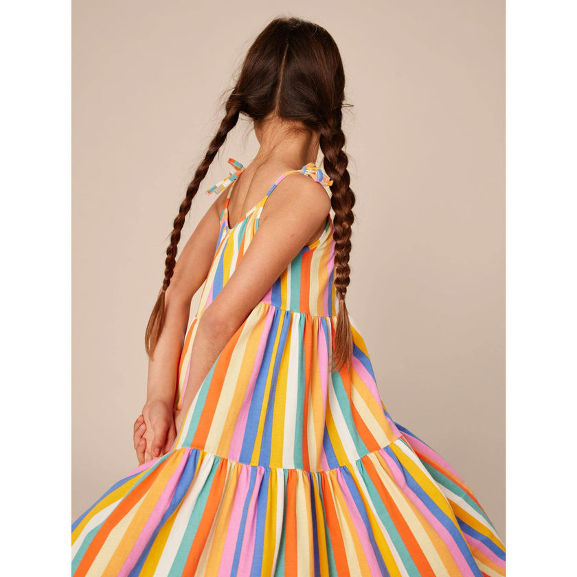 Tie Shoulder Tiered Dress, Multi