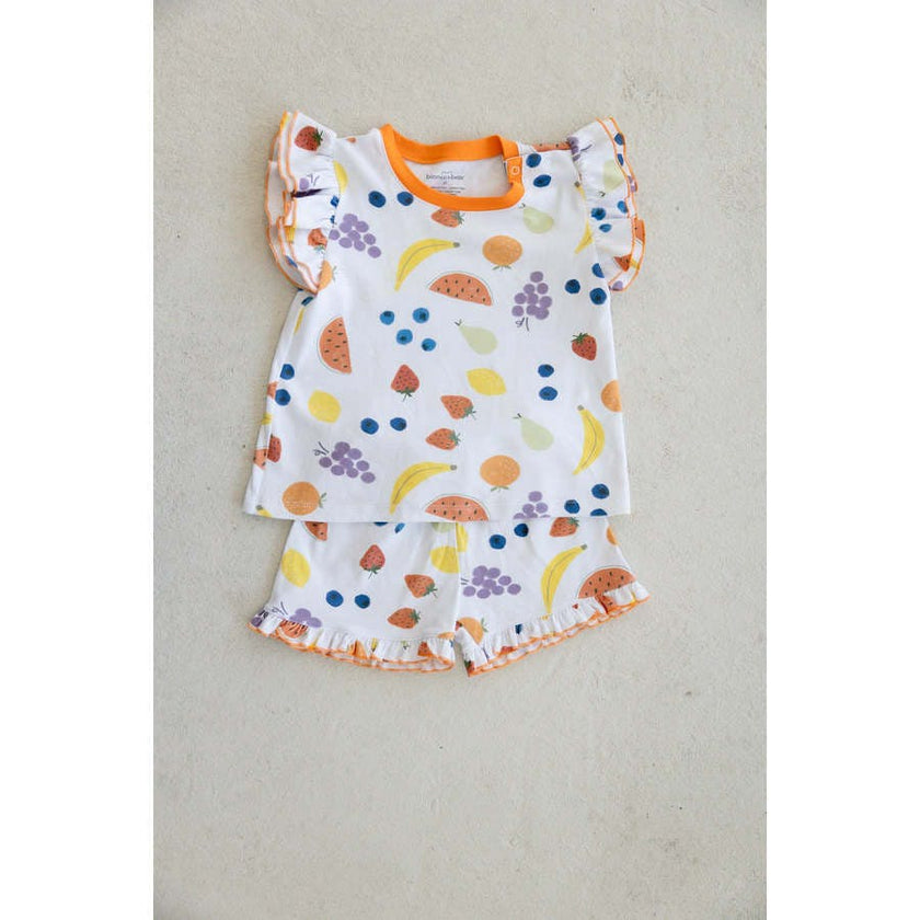 vitamin c orange ruffle short set
